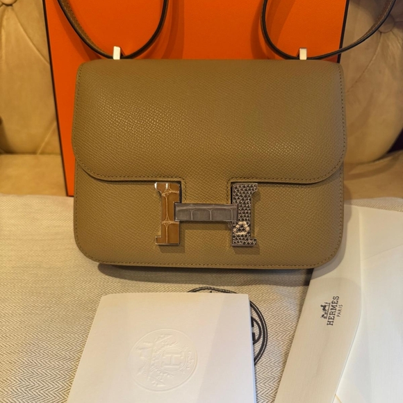 NEW Hermes 2025 Constance 18 Epsom Nata Aligator Lizard Limited Edition Bag - Picture 1 of 8